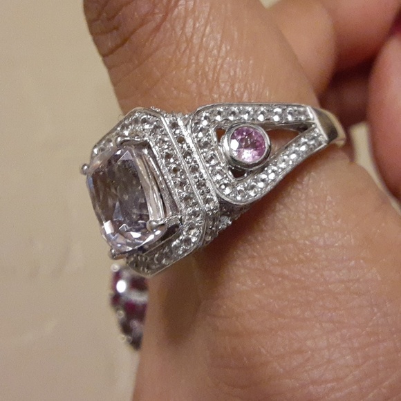 925 Genuine Rare KunzitePink Sapphire and White TopazFIRM.